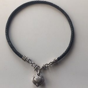 Judith Ripka’s Diamondique sterling/ leather braided necklace